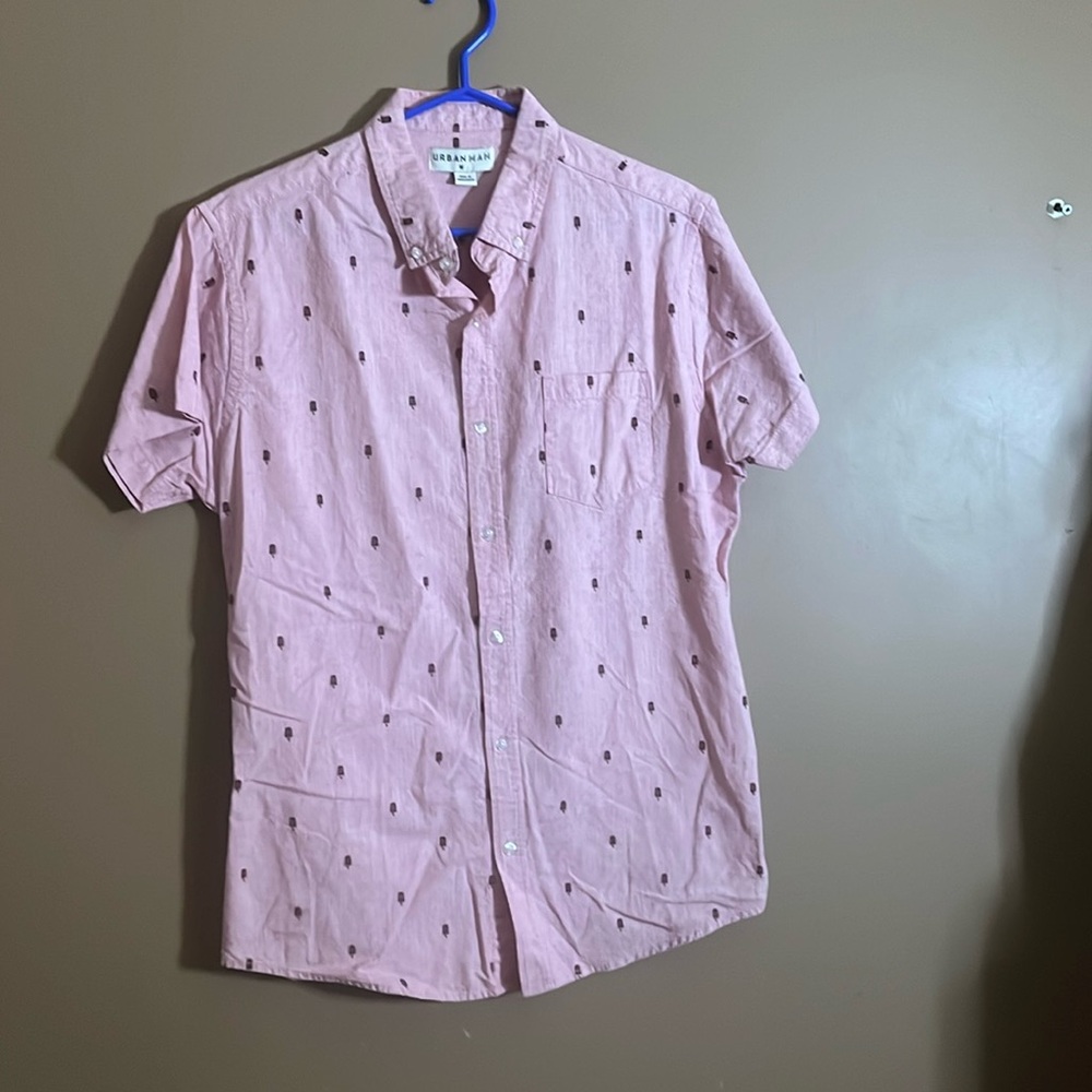 😄Cotton button down shirt popsicles pink. B6